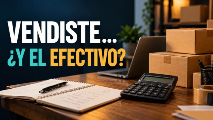 Calculadora, libreta y cajas de un pequeño negocio al planificar sus cobros y pagos